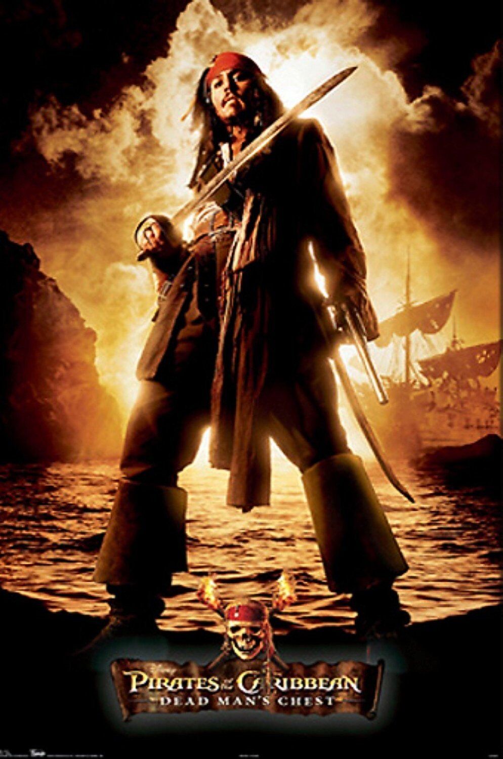 Disney\'s Pirates of the Caribbean JACK SPARROW (Johnny Depp) Movie Poster 22x34