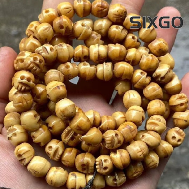 Vintage 108 Bead Buddhism Tibetan Yak Skull Meditation Prayer Mala Necklace Vintage 108 Bead Buddhism Tibetan Yak Skull Meditation Prayer Mala Necklace