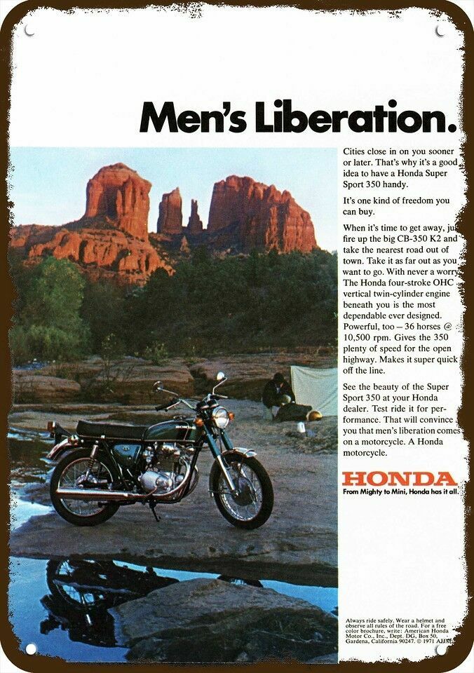 1971 HONDA SUPER SPORT CB350 K2 Motorcycle VntLook DECORATIVE REPLICA METAL SIGN