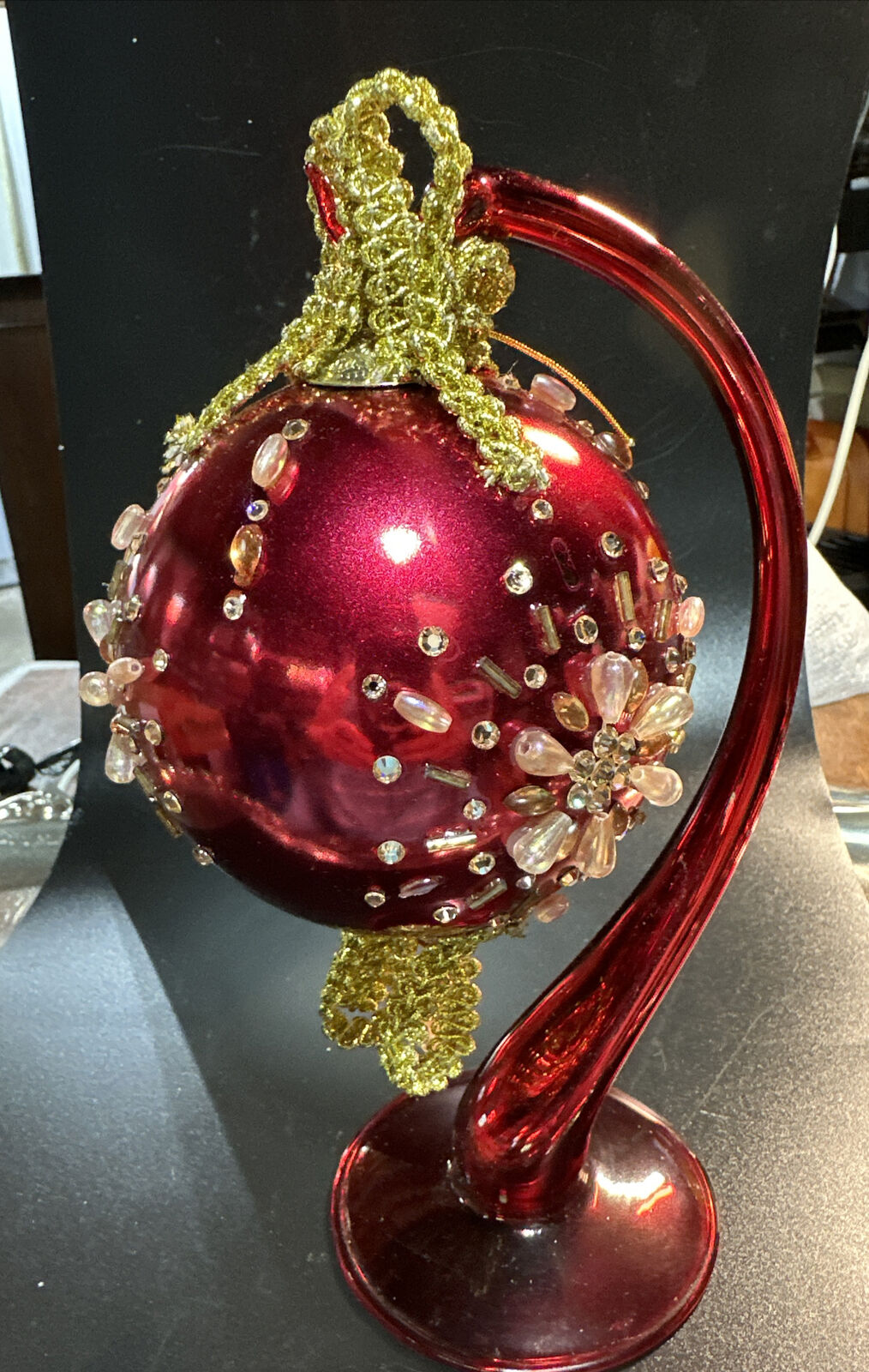 Susan Lucci Red Ornament  Christmas Ornament Ball Glitter Signed & Stand