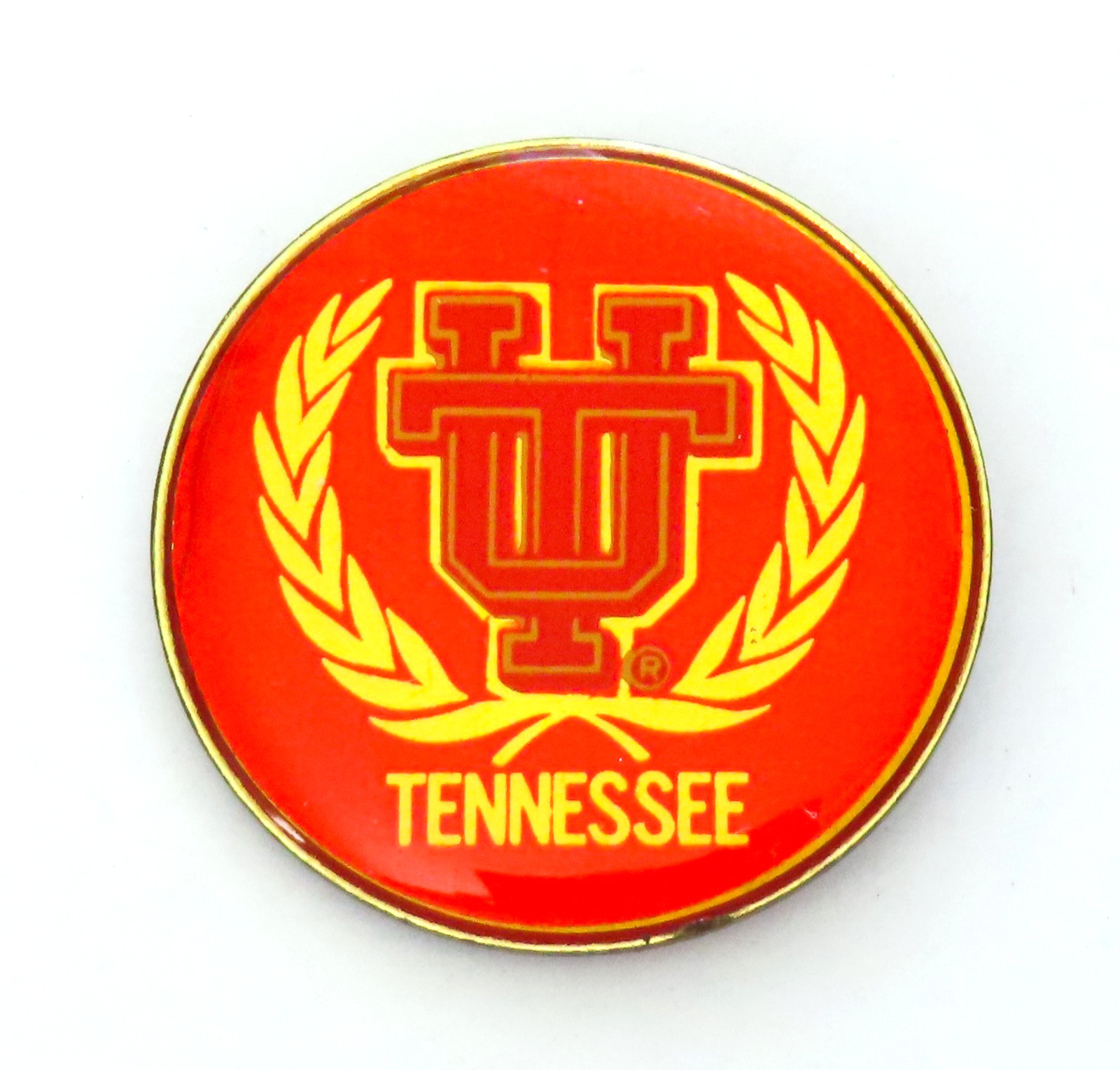 University Of Tennessee Lapel Pin Vintage Wreath Red Gold Tone Round School University Of Tennessee Lapel Pin Vintage Wreath Red Gold Tone Round School