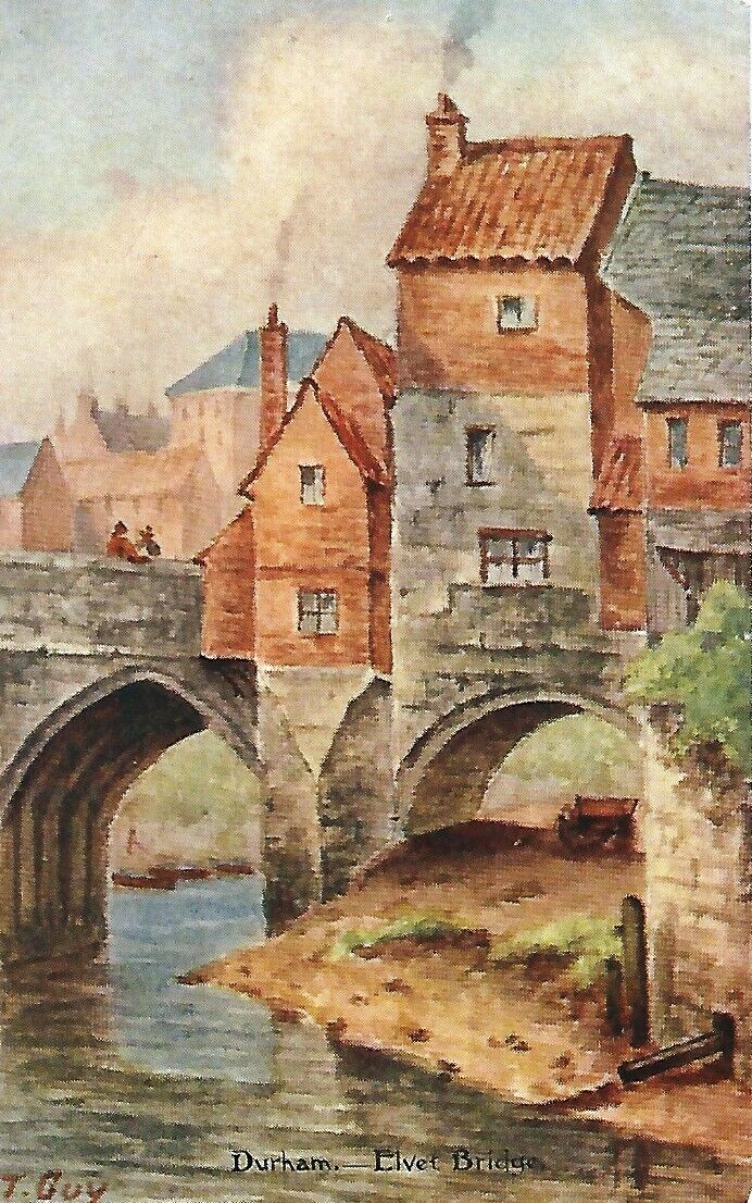 Postcard UK Durham Elvet Bridge Artist-signed T. Guy c1902-15 Dainty Ser. NrMINT