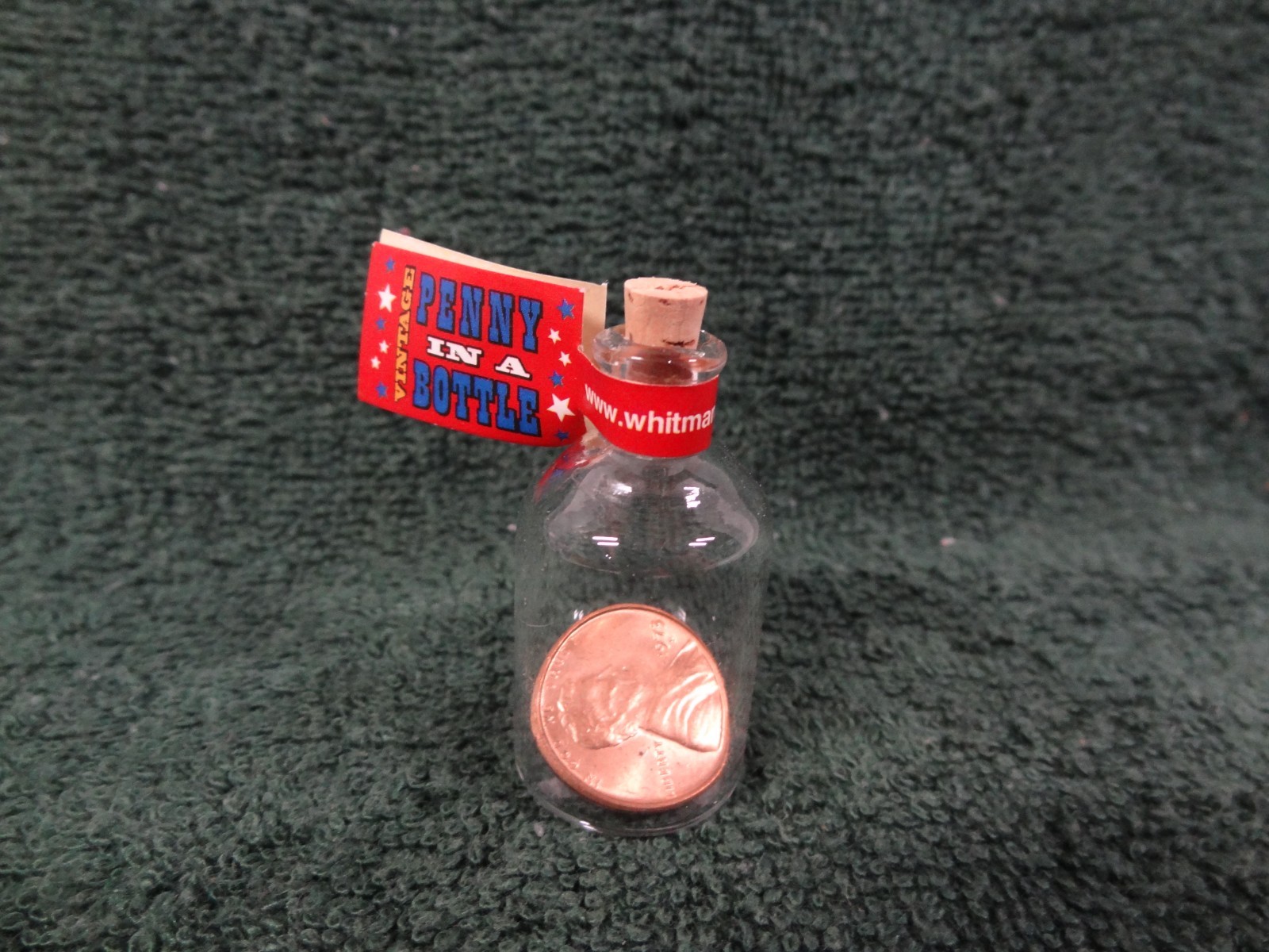Vintage 1973 S Lincoln Penny in a Mini Glass Bottle Cork Stopper Uncirculated Vintage 1973 S Lincoln Penny in a Mini Glass Bottle Cork Stopper Uncirculated