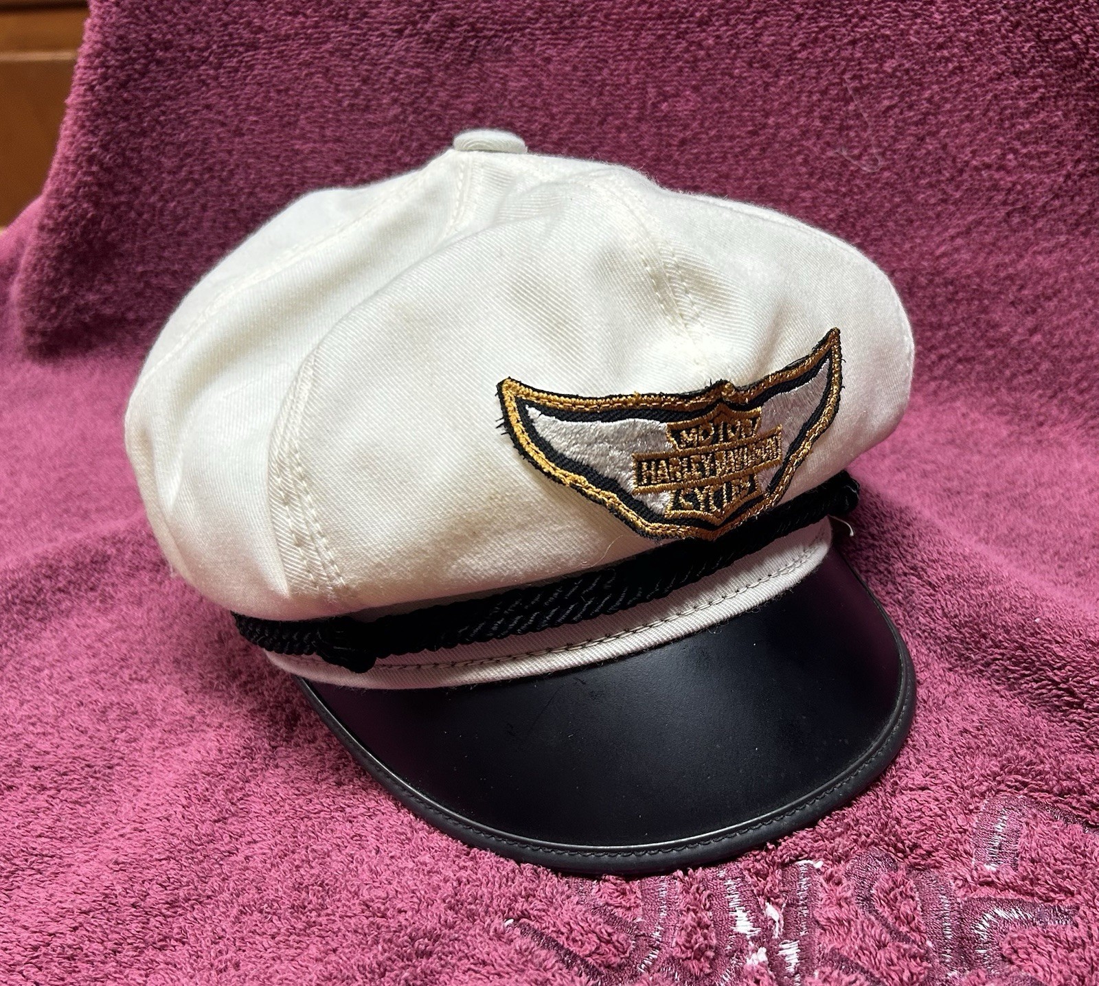 RARE Vintage Harley Davidson White Captains Hat Large NEW NOS With Tags