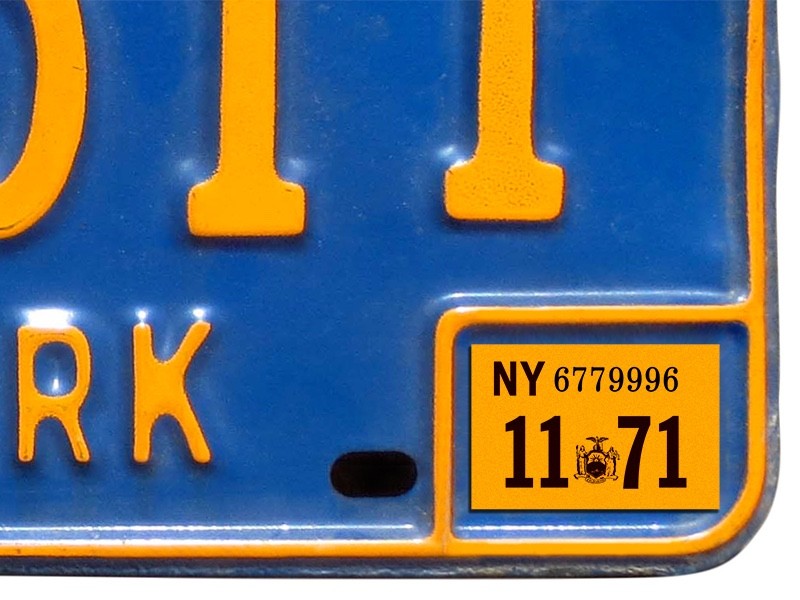 1971 New York Registration, License Plate Sticker, YOM, NY, Tag, DMV 1971 New York Registration, License Plate Sticker, YOM, NY, Tag, DMV
