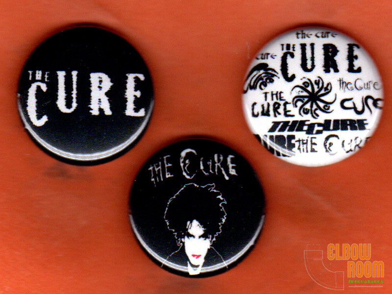 Set of three 1" The Cure pins buttons Robert Smith Set of three 1" The Cure pins buttons Robert Smith