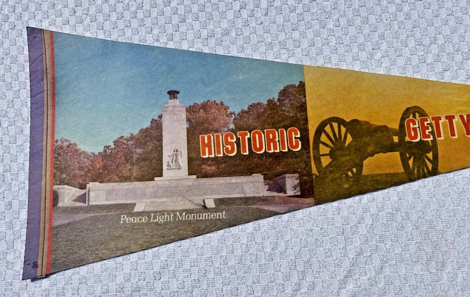 Vintage Historic Gettysburg Pa Eternal Light Memorial Souvenir 30" Pennant Vintage Historic Gettysburg Pa Eternal Light Memorial Souvenir 30" Pennant