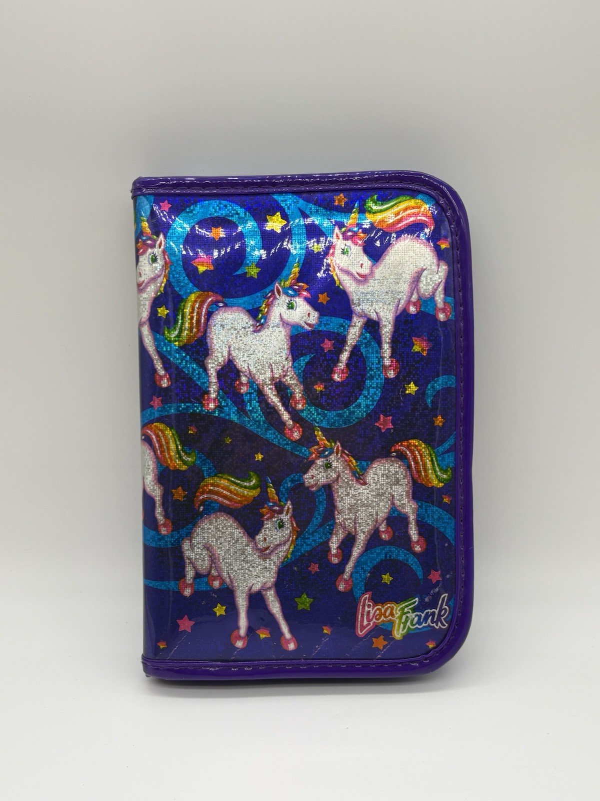 VTG Lisa Frank Rainbow Unicorn Organizer 8" Mini Zip Planner Y2K Inserts EUC
