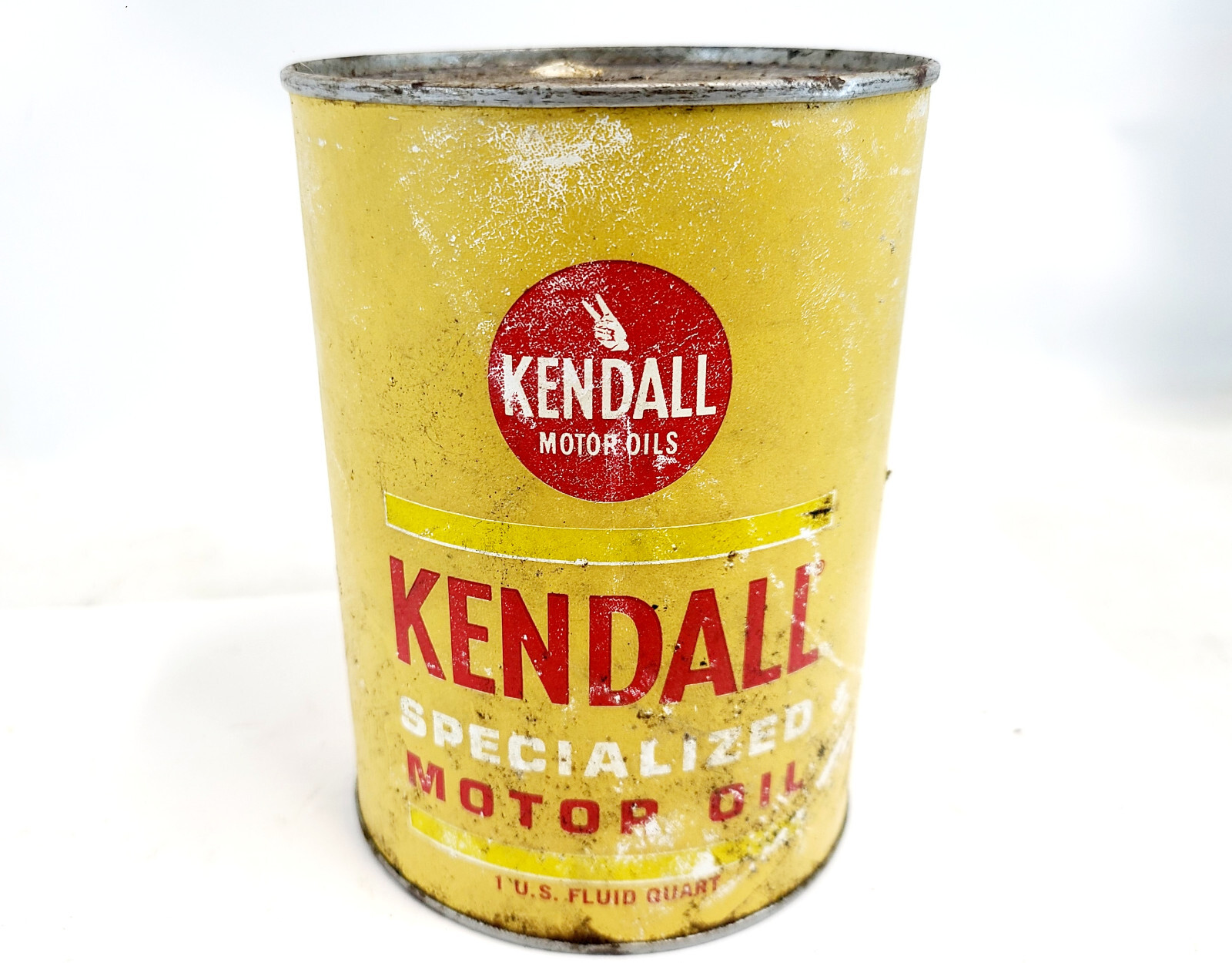 1950's Vintage Full Quart Kendall Motor Oil Specialized Lubricant Paper 20W Can 1950's Vintage Full Quart Kendall Motor Oil Specialized Lubricant Paper 20W Can