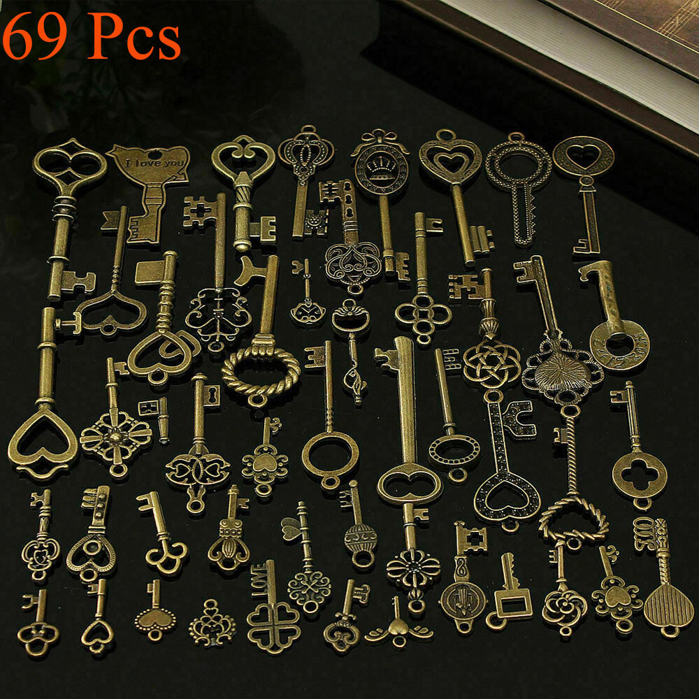 69PCS Skeleton Vintage Old Keys Multi Style Antique Bronze Lock Key New 69PCS Skeleton Vintage Old Keys Multi Style Antique Bronze Lock Key New