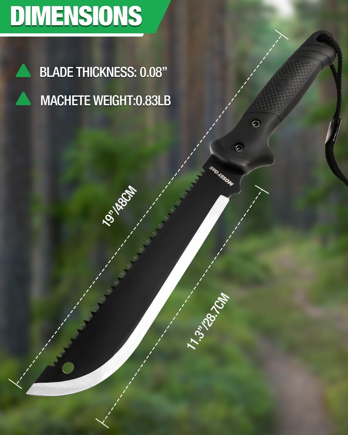MOSSY OAK Machete with Saw 19"Sharp Machete with Sheath No-Slip Handle Machetes MOSSY OAK Machete with Saw 19"Sharp Machete with Sheath No-Slip Handle Machetes