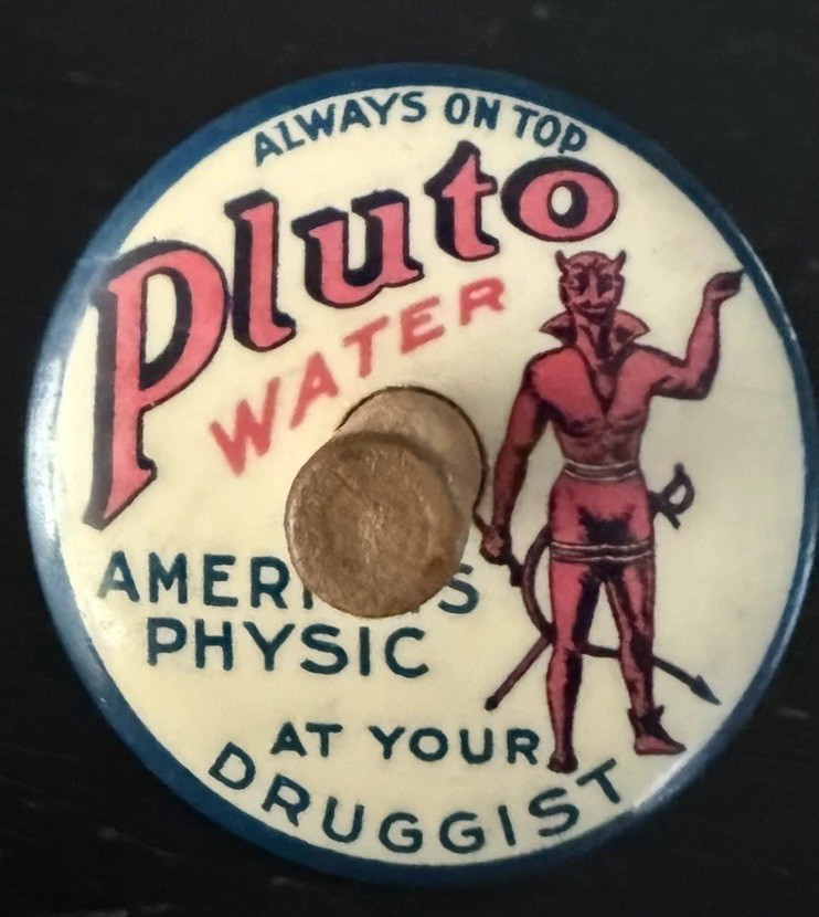 Antique 1915 PLUTO WATER Celluloid Devil Advertising Spinning Top Halloween