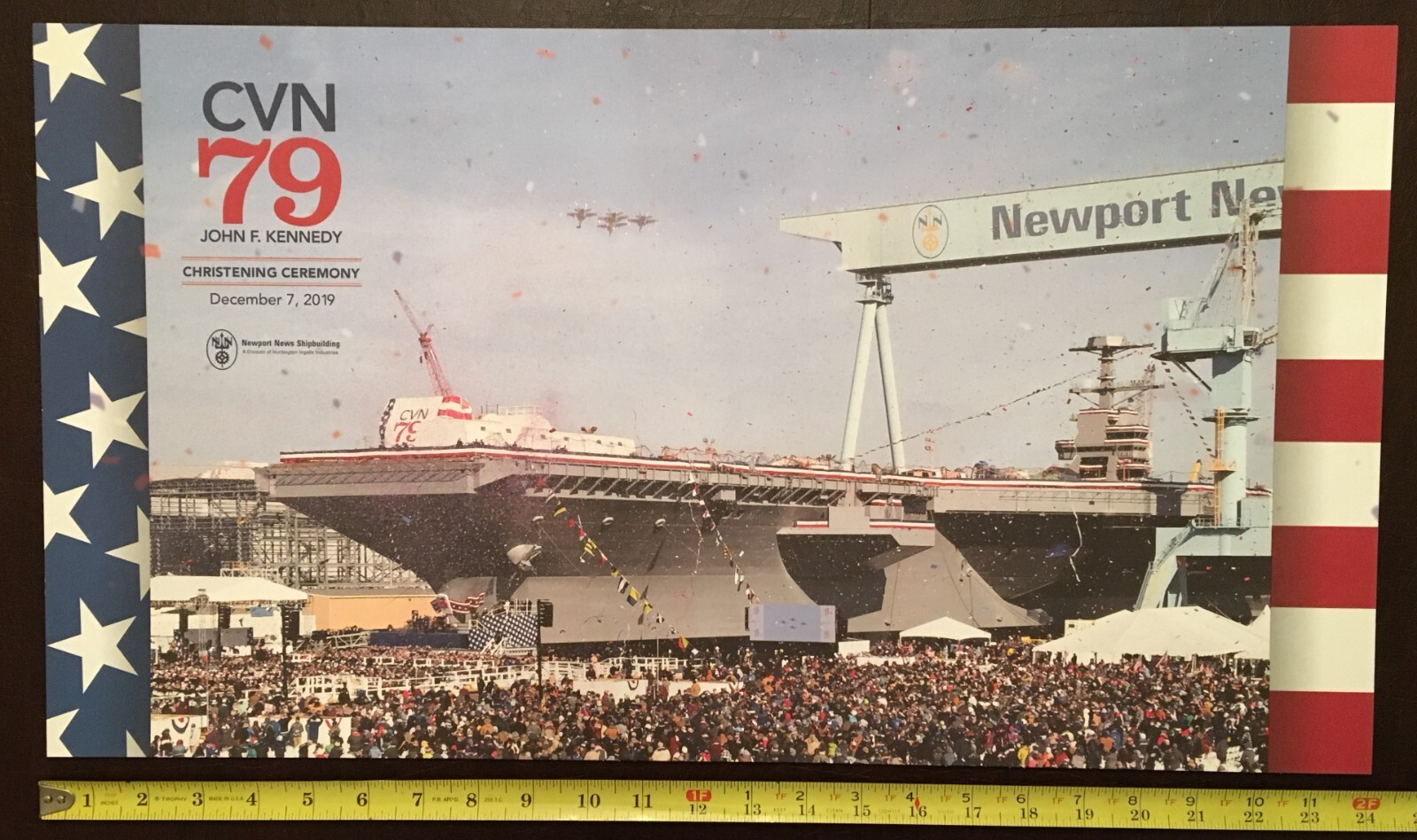 USS JOHN F. KENNEDY (CVN 79) AIRCRAFT CARRIER CHRISTENING CEREMONY POSTER - 2019