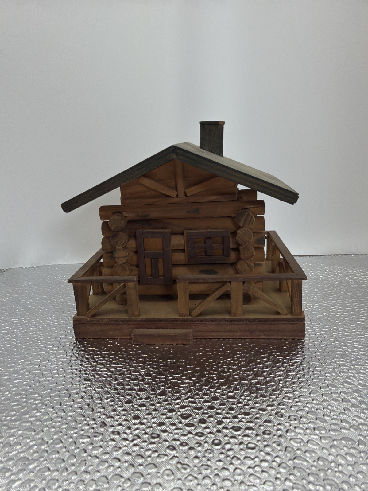 Vintage Log Cabin Trinket Box Wooden Green Roof Hinged Roof To Put Trinkets In Vintage Log Cabin Trinket Box Wooden Green Roof Hinged Roof To Put Trinkets In
