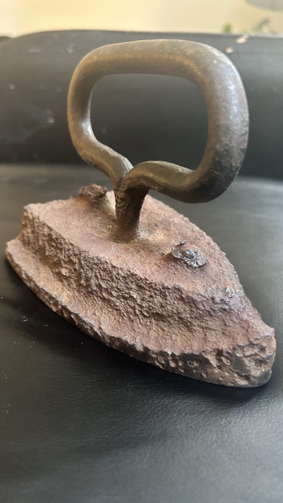 Antique Cast Iron Primitive Unique Sad Iron with Bolt On Steel Shoe