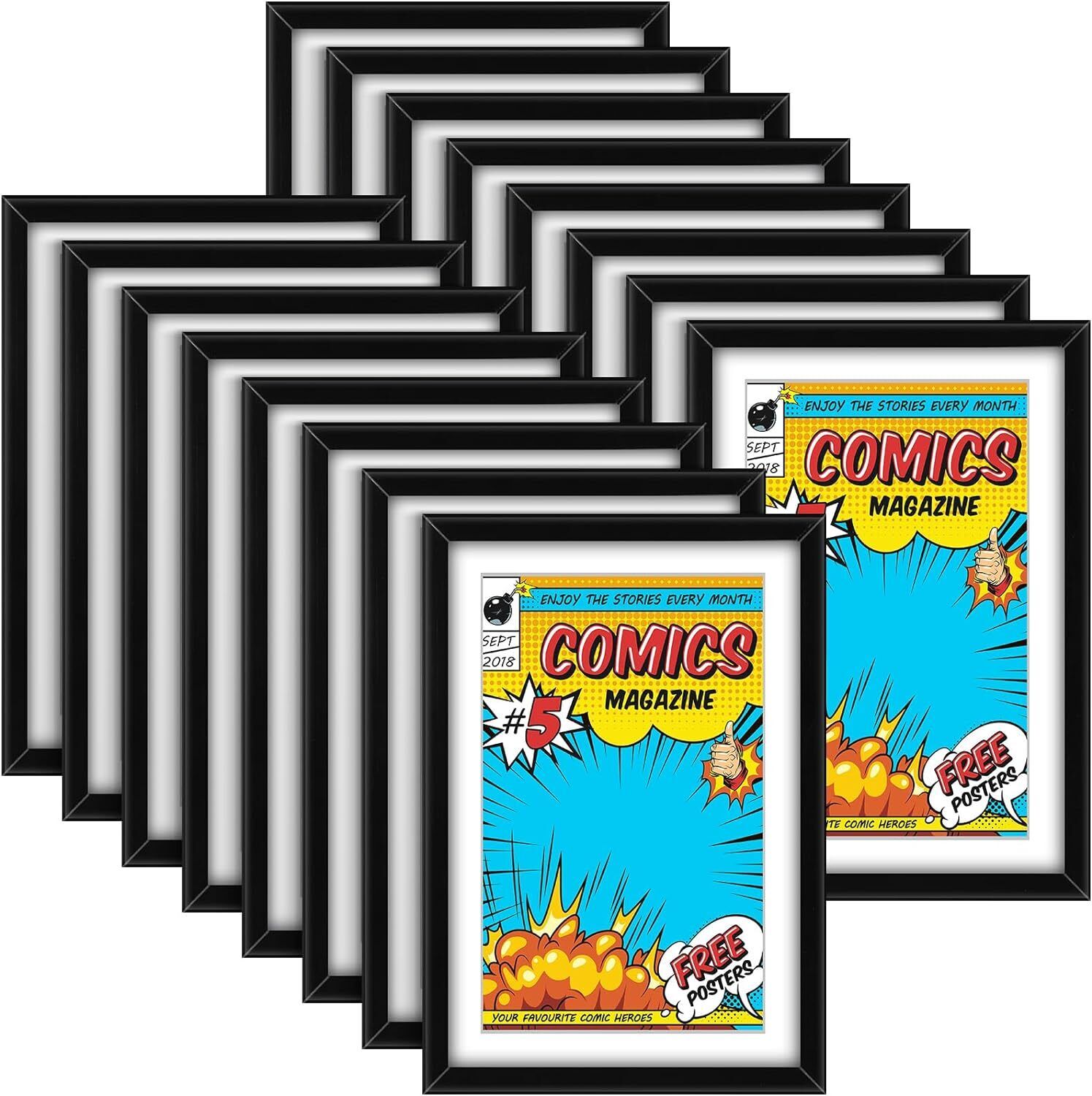 16 Pack Comic Book Frame Comic Book Wall Display Mounted Storage Picture Frames
