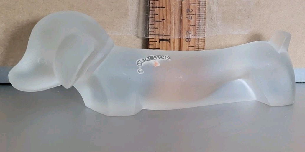 Vintage LUCIENNE BLOCH LEERDAM SATIN FINISHED GLASS DACHSUND PRE 1950s
