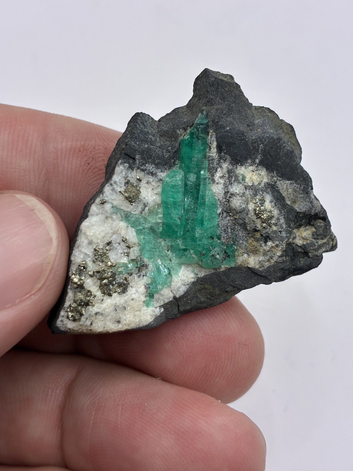 19g Natural Untreated Emerald Specimen Muzo Matrix Calcite Pyrite Quartz 19g Natural Untreated Emerald Specimen Muzo Matrix Calcite Pyrite Quartz
