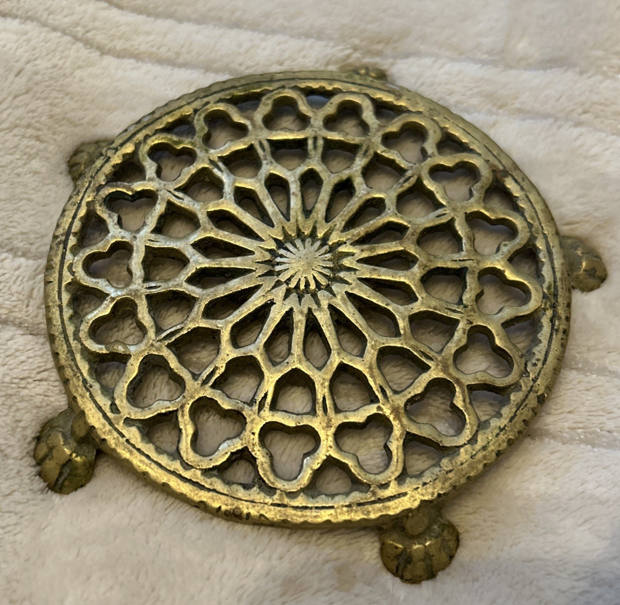 Brass Trivet with Lion Paw Feet Antique Victorian, Solid, 4.75" Brass Trivet with Lion Paw Feet Antique Victorian, Solid, 4.75"