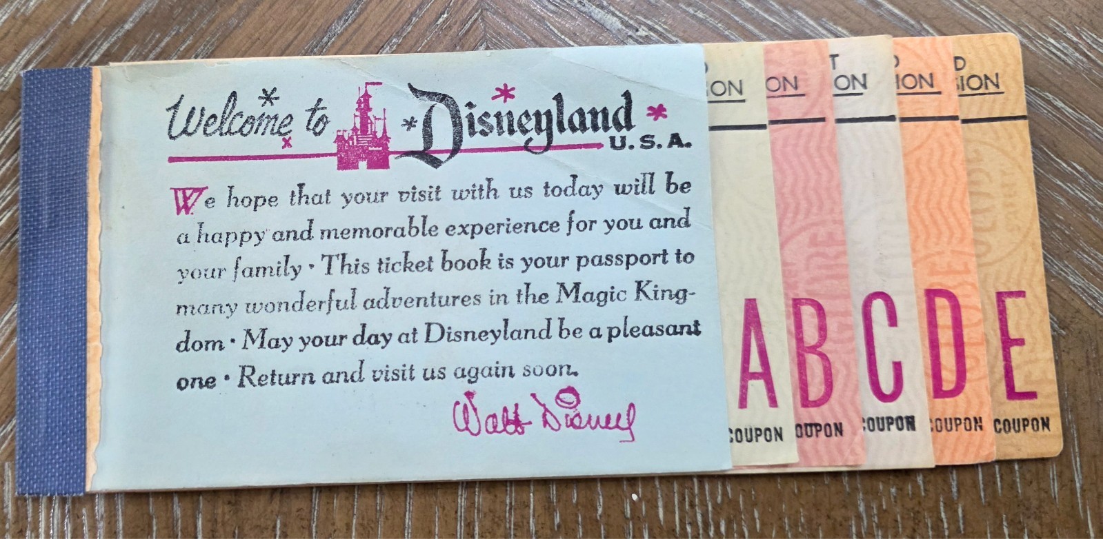 1962 vtg Disneyland Child ticket coupon book booklet original Walt Disney 1960's 1962 vtg Disneyland Child ticket coupon book booklet original Walt Disney 1960's