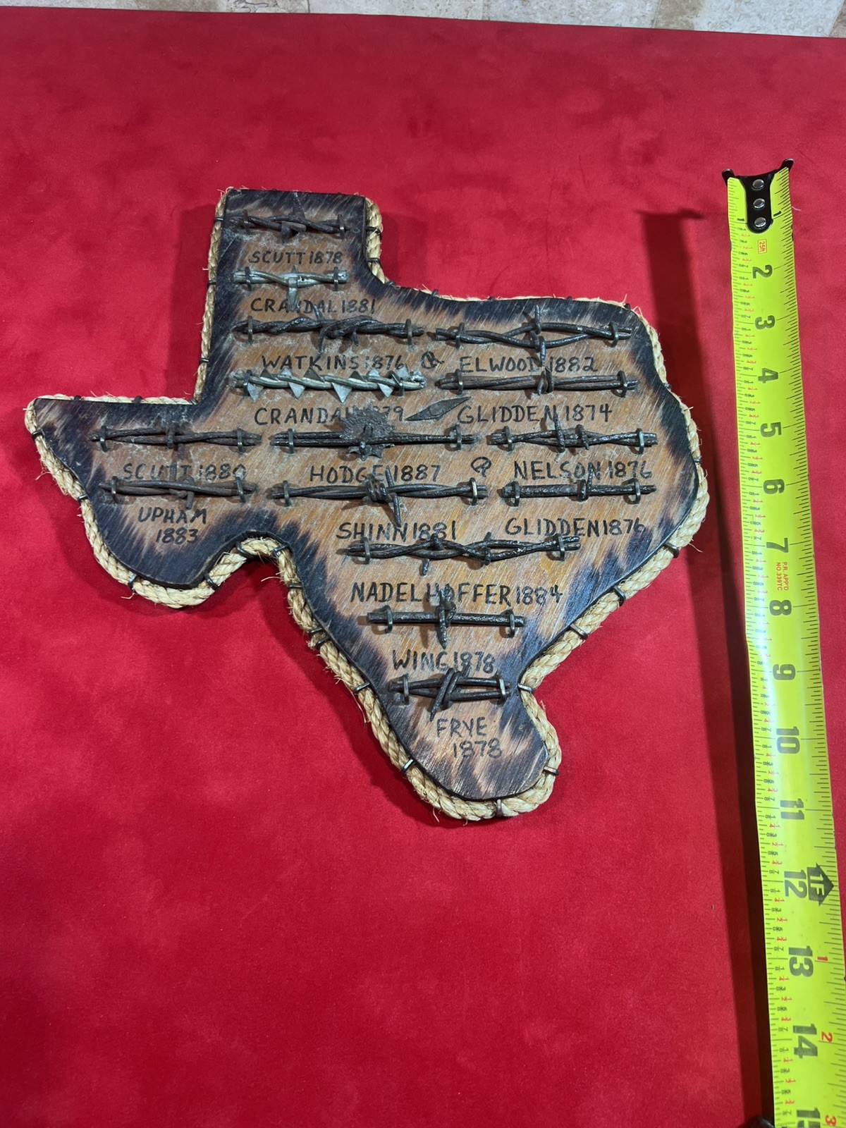 Antique Barbed Wire Display TEXAS 15 cuts Authentic Barbwire 1874-1887 12 x 12 Antique Barbed Wire Display TEXAS 15 cuts Authentic Barbwire 1874-1887 12 x 12