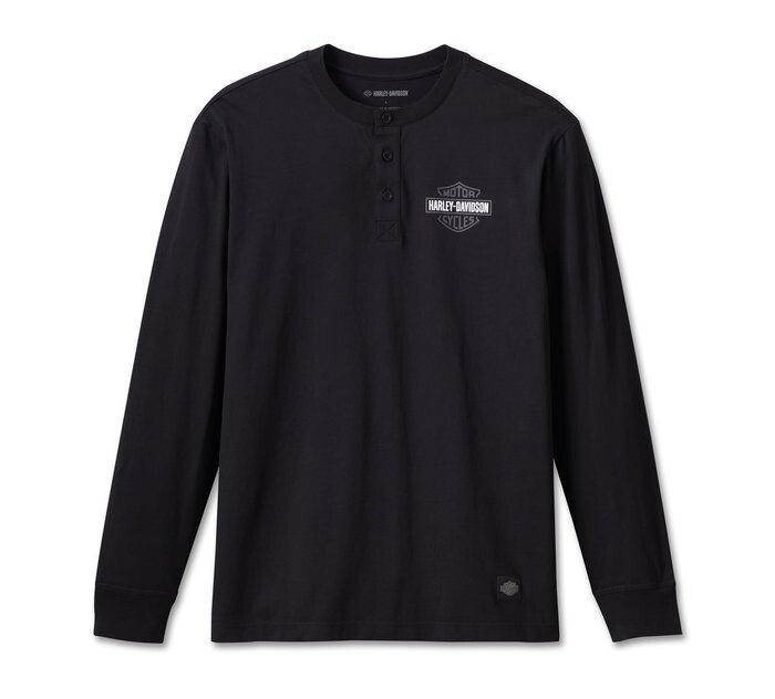 Harley Davidson Men's Racing Henley - Black Beauty Large 96599-23VM Harley Davidson Men's Racing Henley - Black Beauty Large 96599-23VM