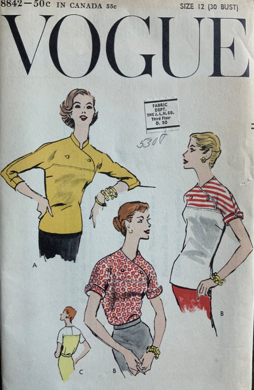 NEW Vintage 1950s Misses VOGUE SEWING PATTERN Casual Blouse Sz 12 Bust 30 Uncut NEW Vintage 1950s Misses VOGUE SEWING PATTERN Casual Blouse Sz 12 Bust 30 Uncut
