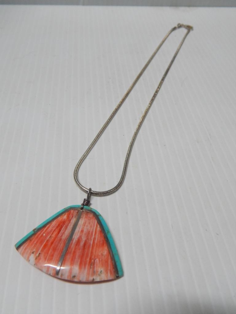 XTRA NICE VINTAGE SANTO DOMINGO INDIAN TURQUOISE + SPINY OYSTER SHELL NECKLACE XTRA NICE VINTAGE SANTO DOMINGO INDIAN TURQUOISE + SPINY OYSTER SHELL NECKLACE