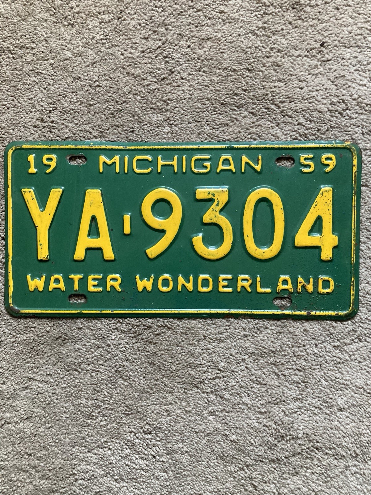 1959 Michigan  License Plate - YA  9304 - Nice