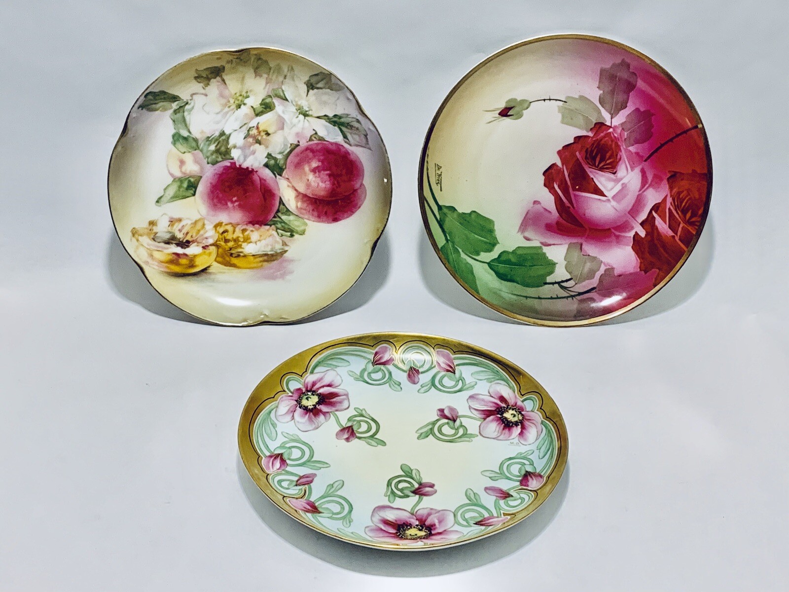 Marvelous Vintage Stouffer & Two Bavaria Fine Decorated Plate, Signed & Gold Rim Marvelous Vintage Stouffer & Two Bavaria Fine Decorated Plate, Signed & Gold Rim