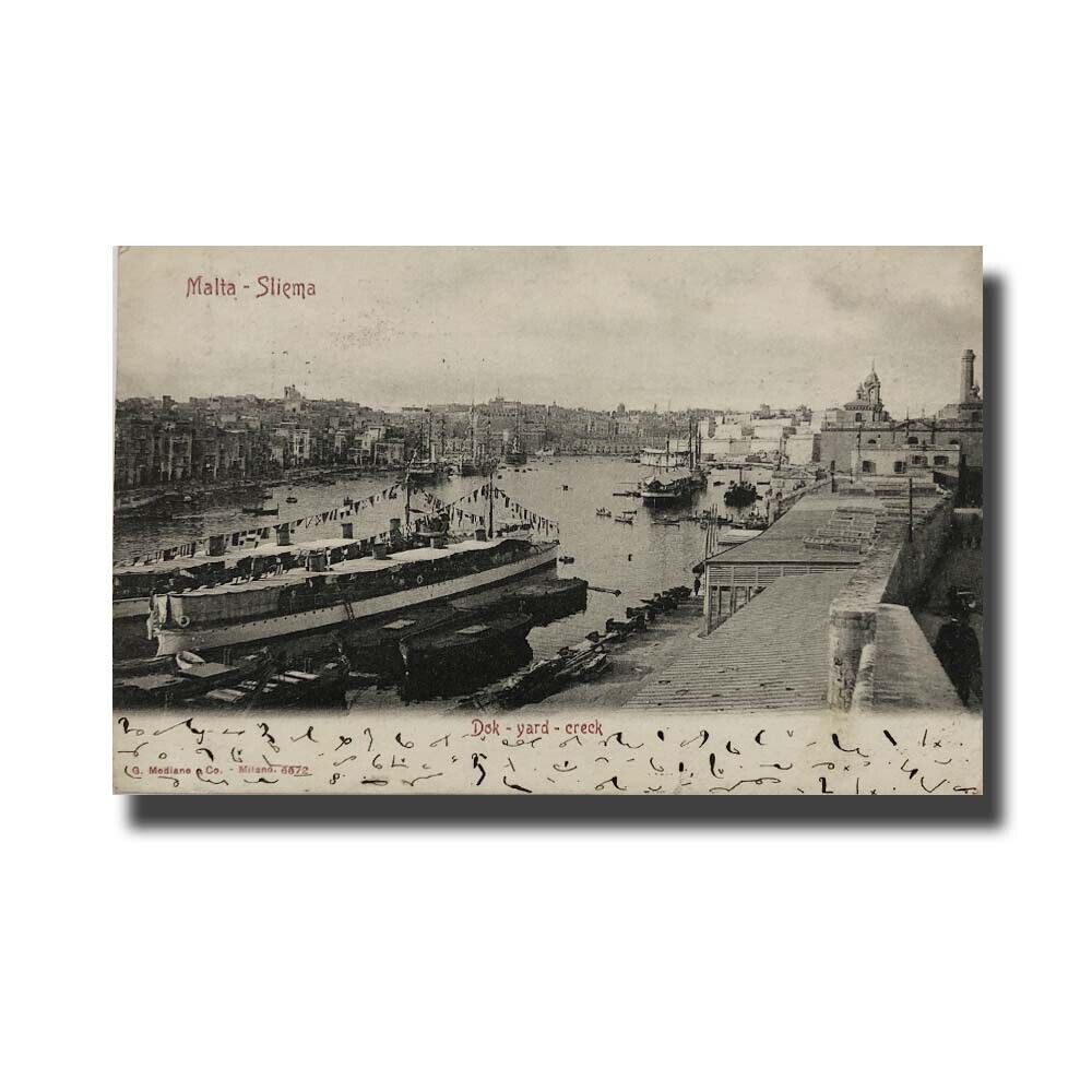 Malta Postcard G. Modiano Dok Yard Creck 6672 UPU Used Undivided Back 2