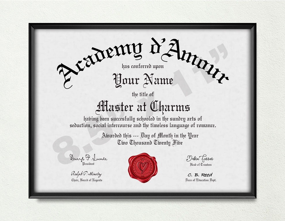 Personalized "Master at Charms" Diploma, Novelty Item, Humor Personalized "Master at Charms" Diploma, Novelty Item, Humor