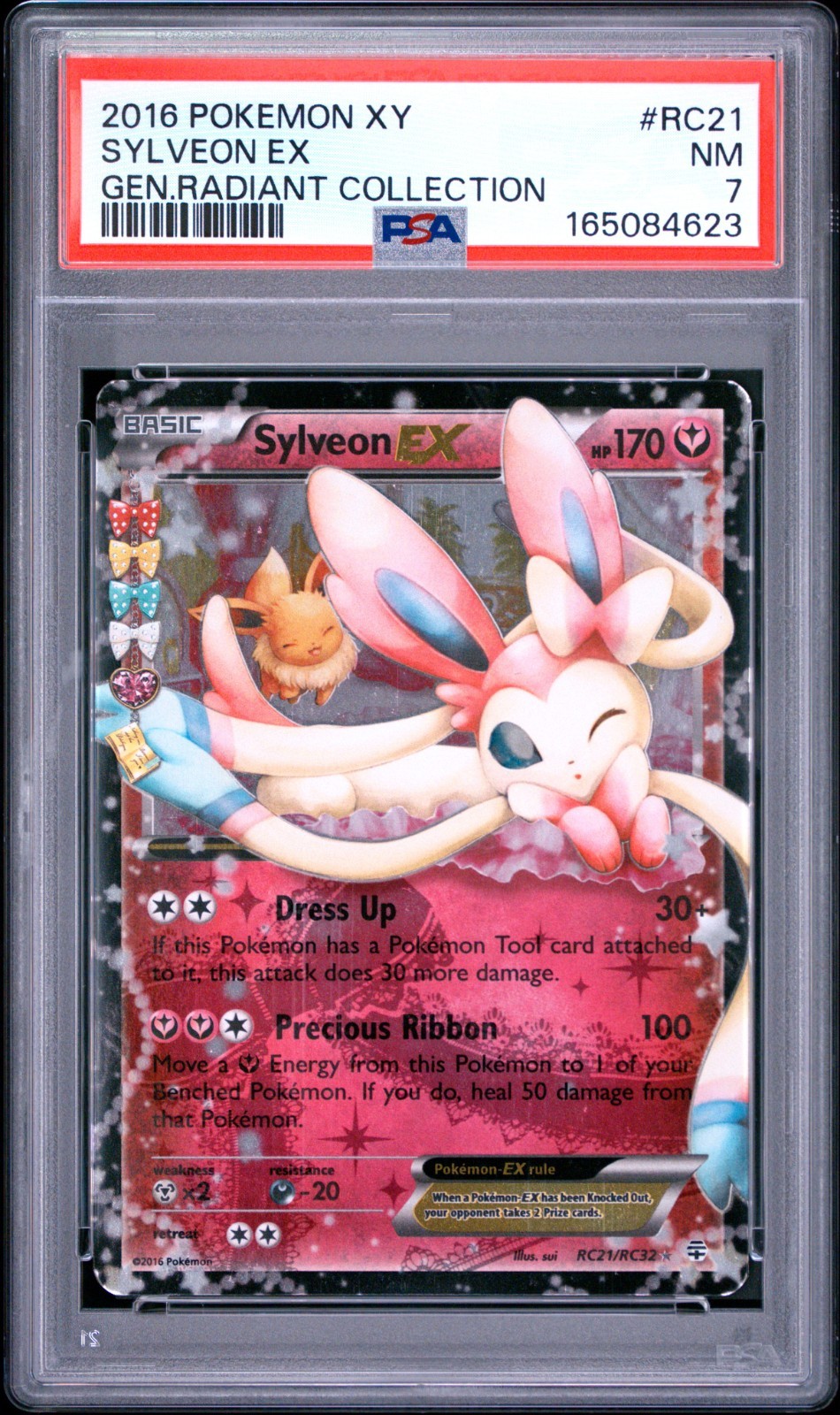 2016 POKEMON XY GENERATIONS RADIANT COLLECTION #RC21 SYLVEON EX PSA 7