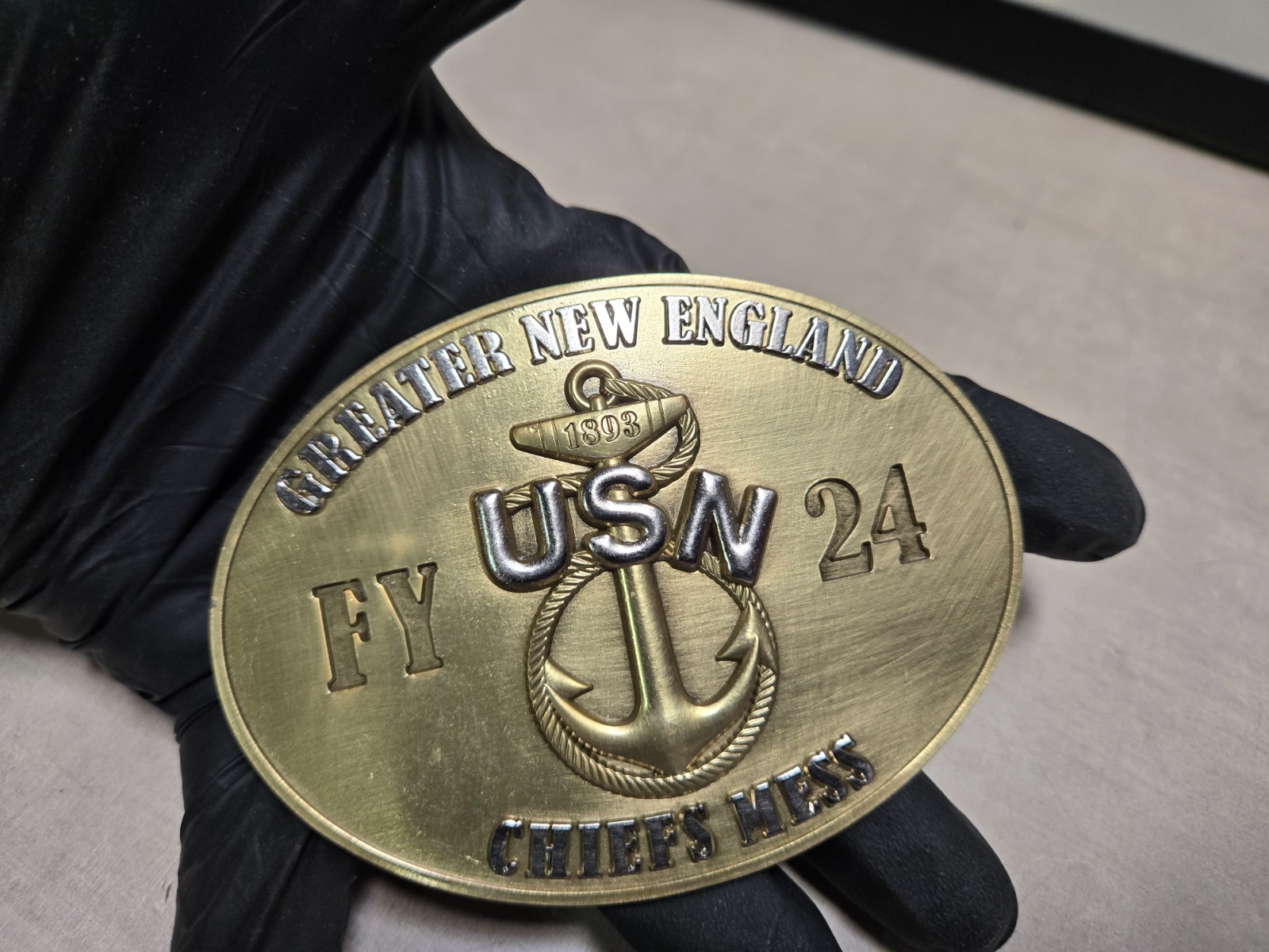 4" Greater New England USN FY 24 Chiefs Mess Challenge Coin RARE 4" Greater New England USN FY 24 Chiefs Mess Challenge Coin RARE