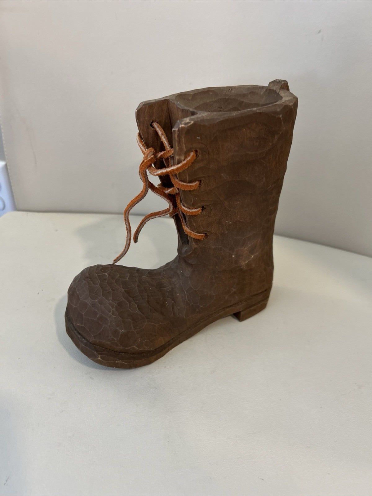 Vintage Hand Carved Wooden Boot Folk Art Holder 7” X 7” Boho Hippie Vintage Hand Carved Wooden Boot Folk Art Holder 7” X 7” Boho Hippie