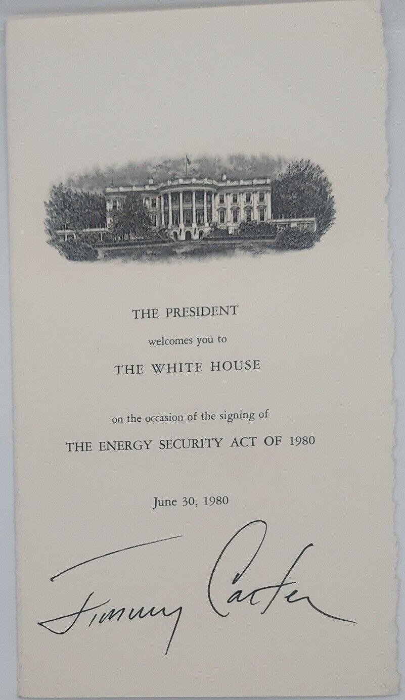 President Jimmy Carter Signed 1980 Energy Security Act Bill Signing Program