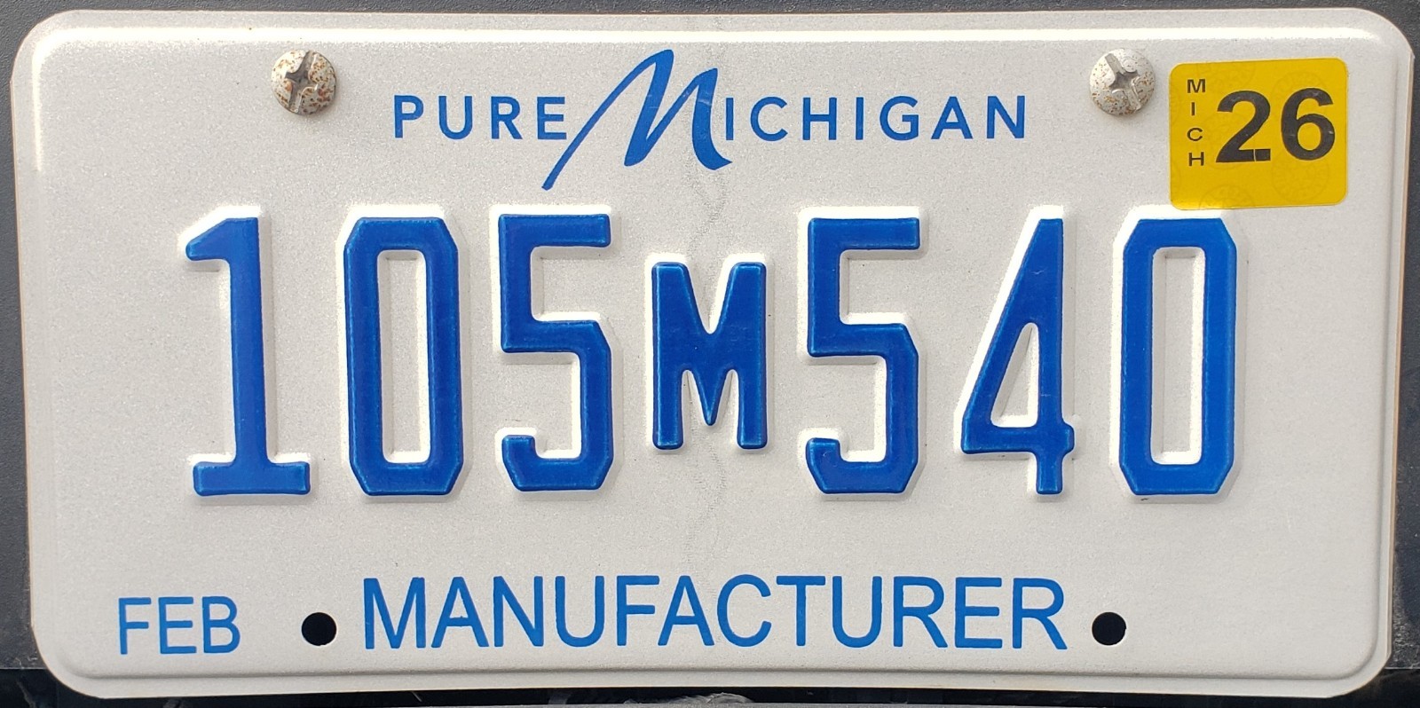 ISO Michigan General Motors Manufacture License plate.
