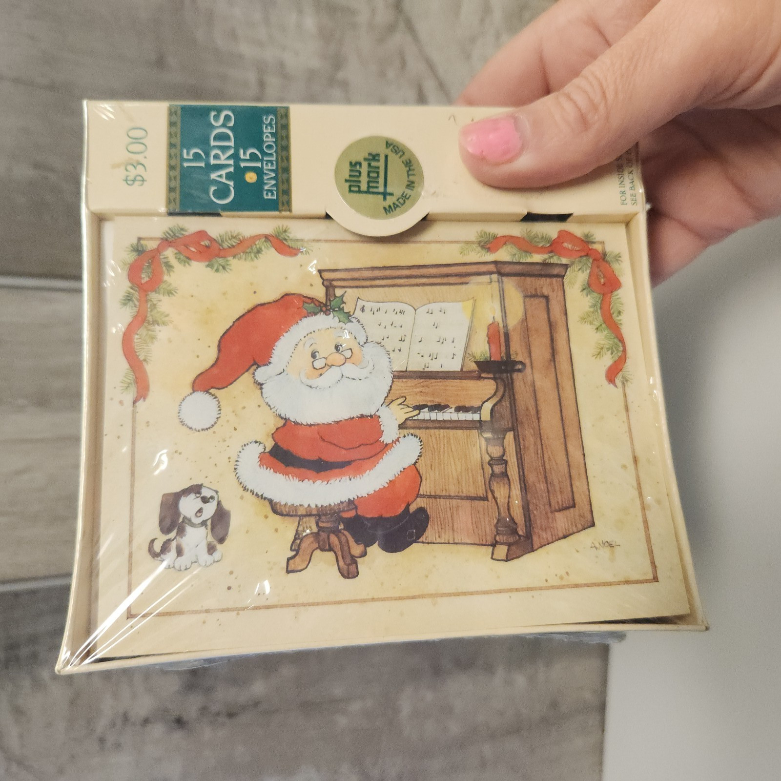 VTG NEW Sealed Plus Mark American Greetings Christmas 15 Cards Santa Puppy 1992