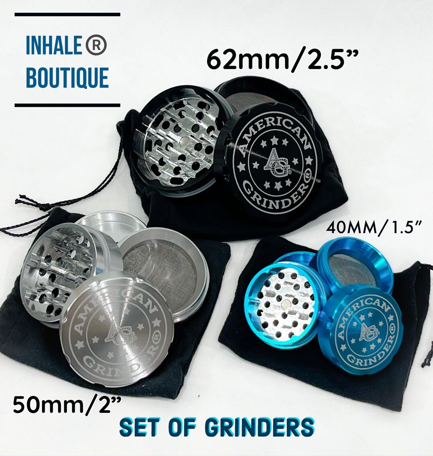 AMERICANGRINDER®️ Set Of Grinders: Three Sizes CNC-machined Extremely DURABLE