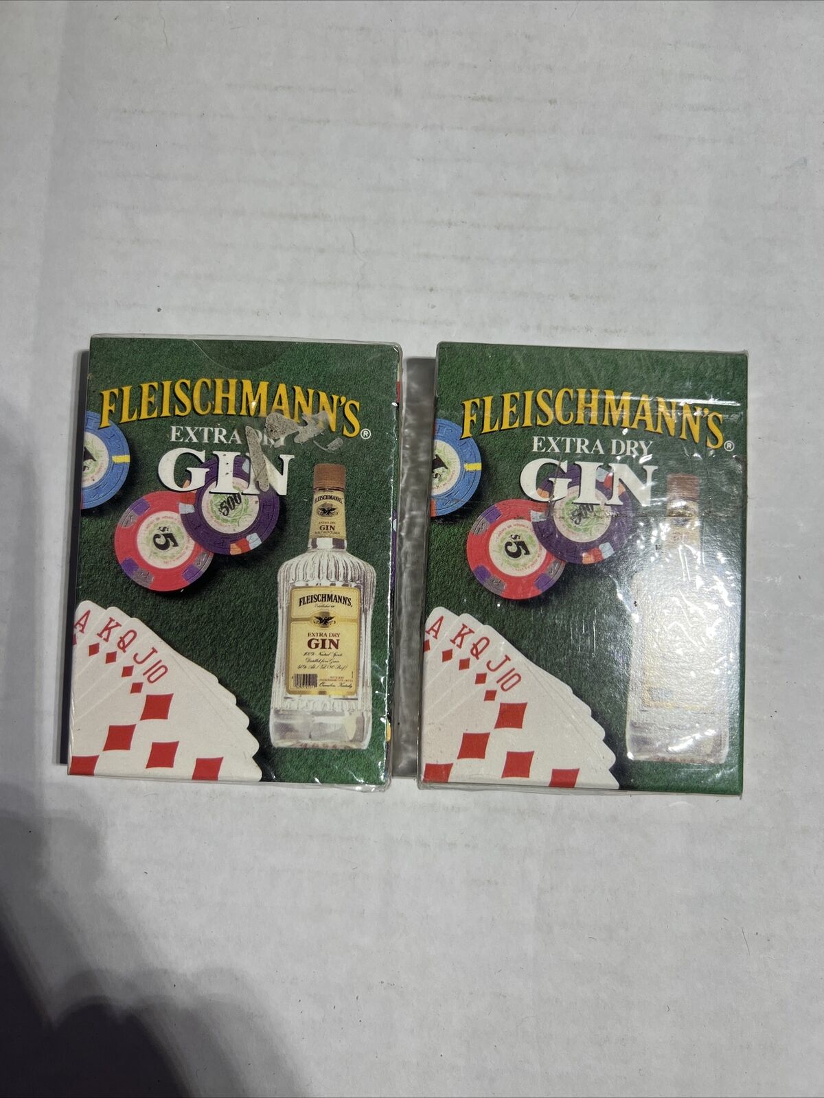 2 Packs Vintage 1992 Fleischmann\'s Extra Dry Gin Playing Deck Cards