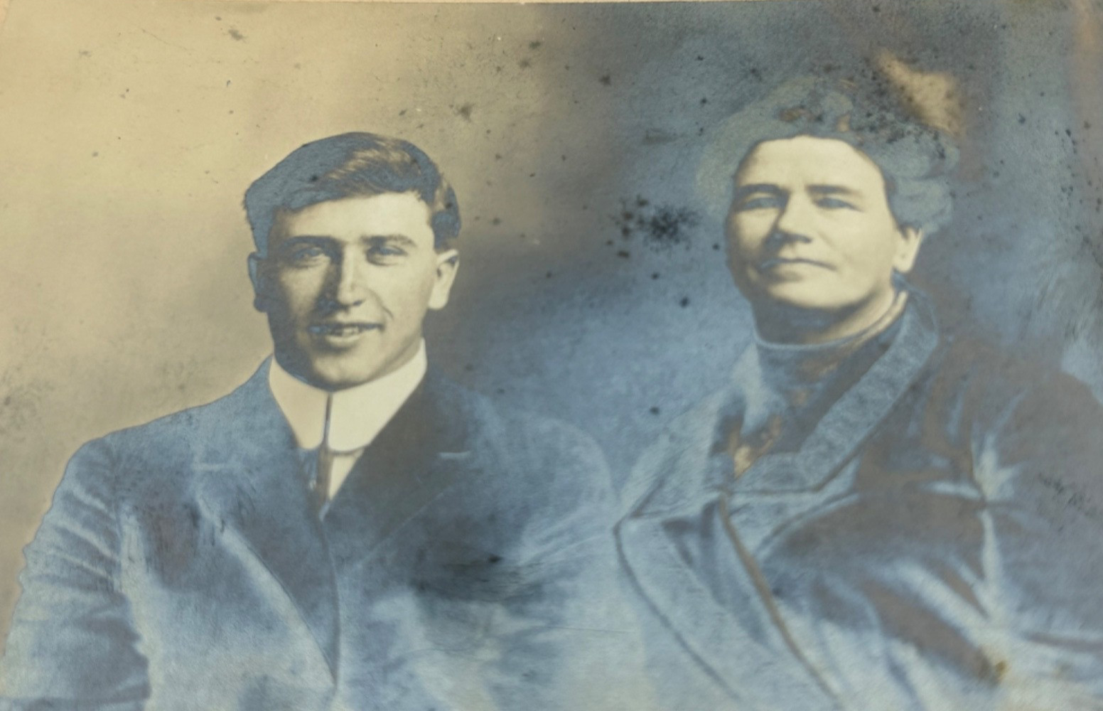Antique Hand Tinted Portrait Photo Two Men c1910 Celina Ohio Folder Antique Hand Tinted Portrait Photo Two Men c1910 Celina Ohio Folder