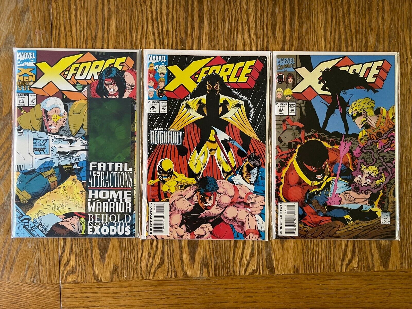 (lot of 3 comics) X-Force #25 #26 & #27 (Marvel Comics 1993) Cable 9.6 NM