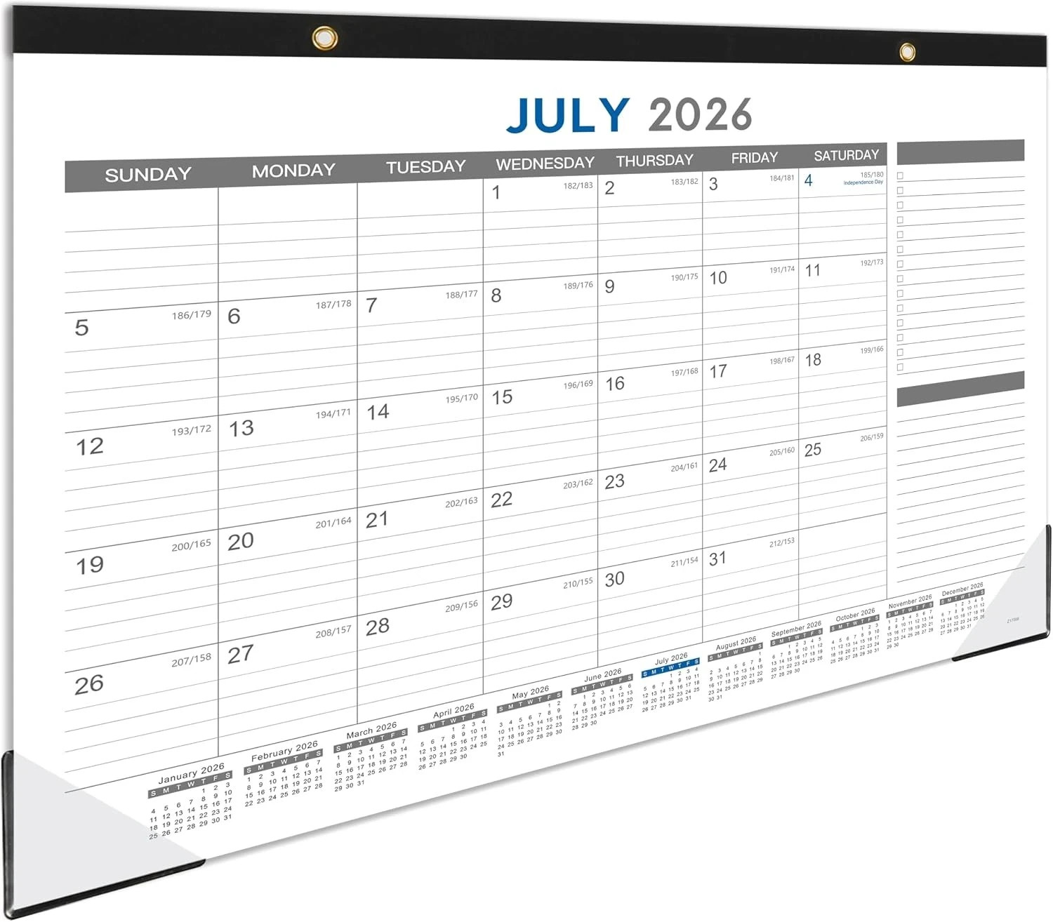 2026-2027 Desk Calendar - 18 Month Desk 2026-2027 Desk Calendar 12" x 17" Black