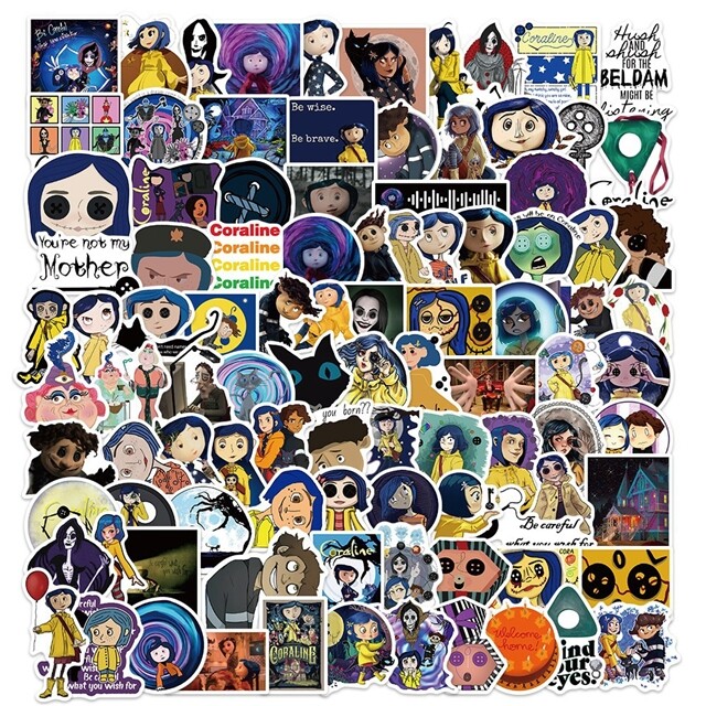 10 pcs Coraline Stickers Water Resistant Great for Laptops Skateboard Journals 10 pcs Coraline Stickers Water Resistant Great for Laptops Skateboard Journals