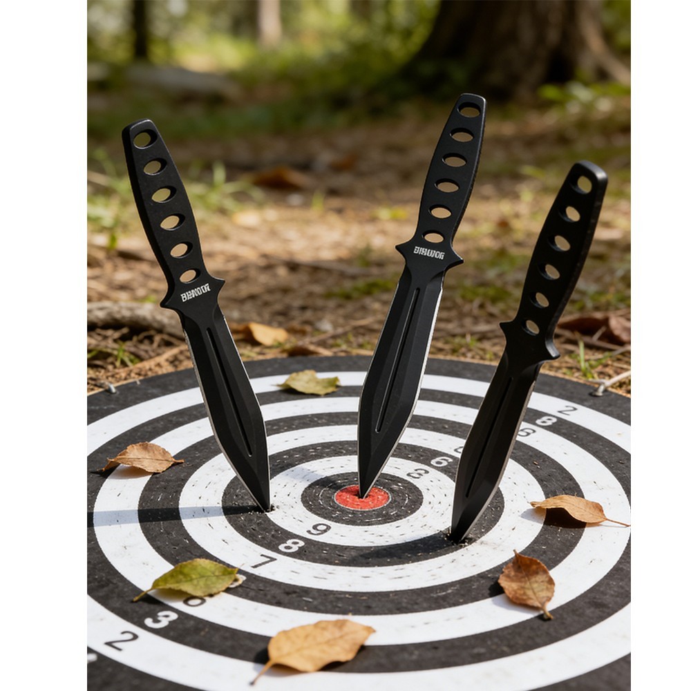 DISPATCH 3pc Throwing Knives Set - 9.92" Balanced Kunai, w/ Carry Sheath