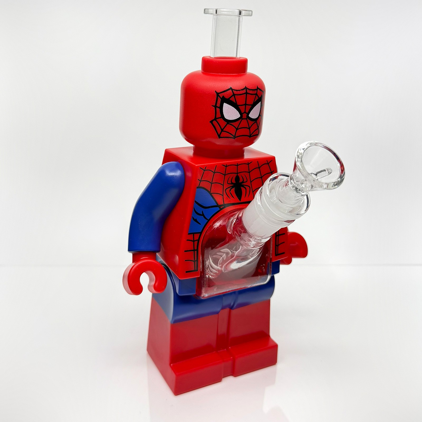 9" Red & Blue Web Mask Block Figure Water Pipe Bong Glass Hookah Smoking Tobacco 9" Red & Blue Web Mask Block Figure Water Pipe Bong Glass Hookah Smoking Tobacco