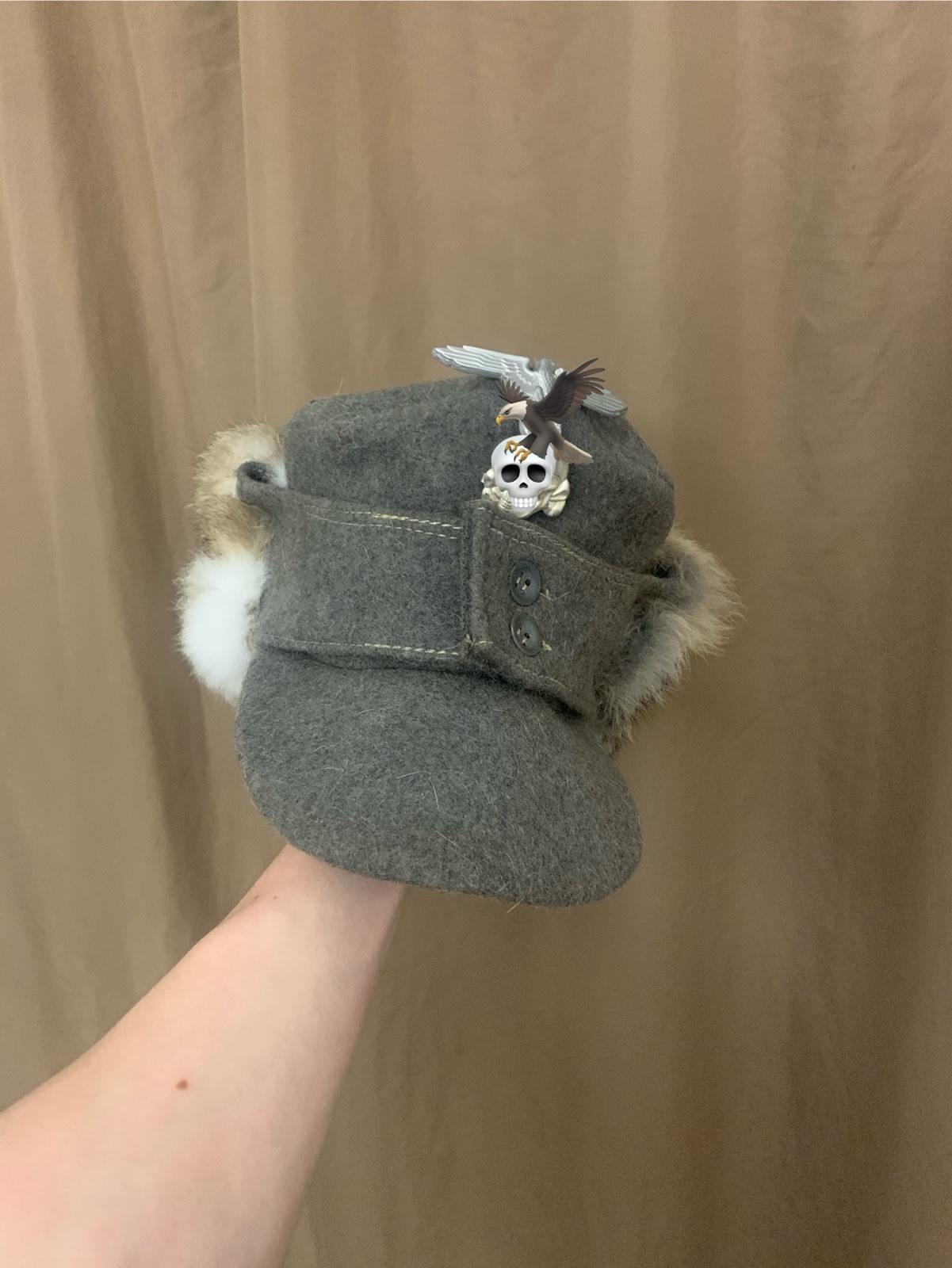 WW2 German Super Soldier Electrician’s M43 Field Cap Rabbit Fur Modification WW2 German Super Soldier Electrician’s M43 Field Cap Rabbit Fur Modification