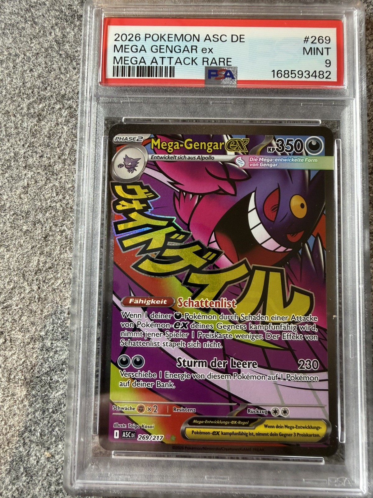 PSA 9 Mega-Gengar Ex 269/217 Sublime Heroes Holo DE MAR Pokemon TCG German