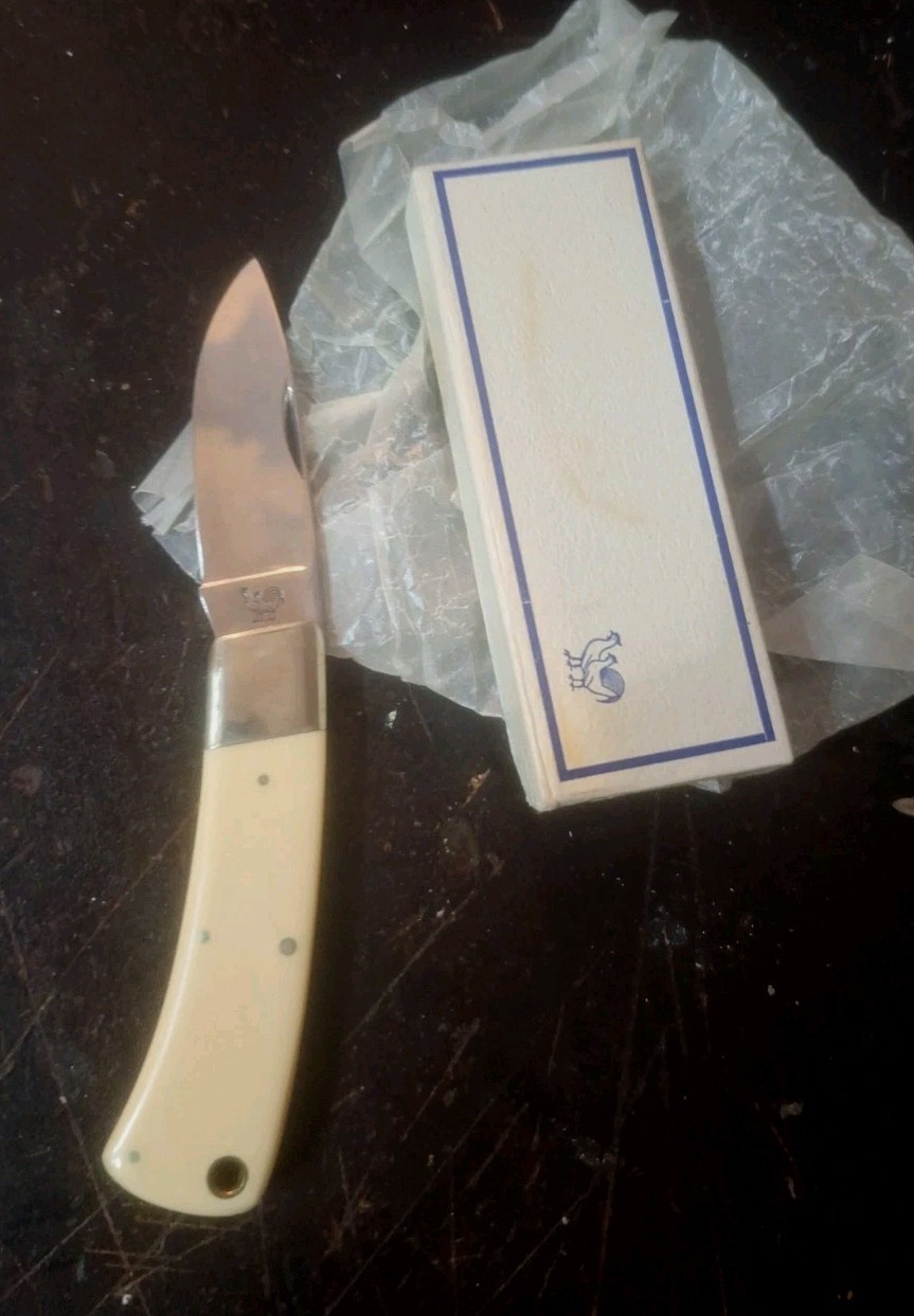 VINTAGE RARE HEN & ROOSTER BERTRAM GERMANY ETCHED KNIFE NIB, RUCARTA HNDL, SS VINTAGE RARE HEN & ROOSTER BERTRAM GERMANY ETCHED KNIFE NIB, RUCARTA HNDL, SS