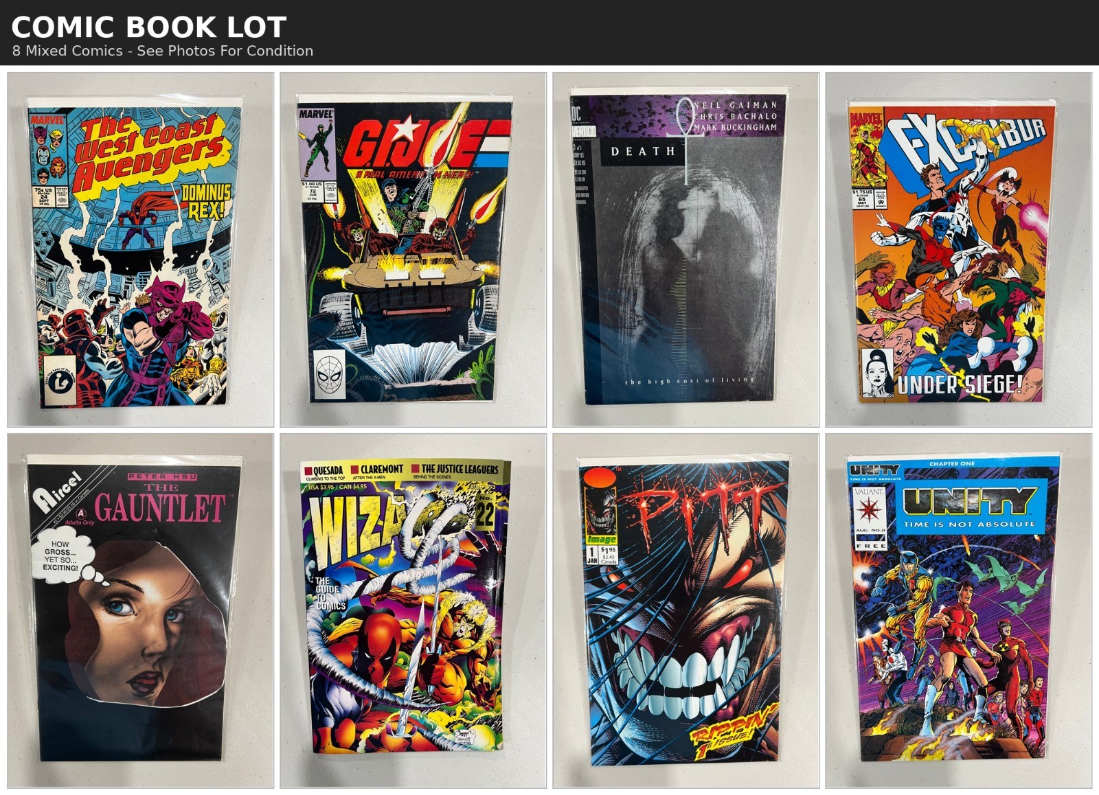 Comic Book - (Lot of 8 Comics) DEATH, Vertigo, Excalibur, The Gauntlet & More Comic Book - (Lot of 8 Comics) DEATH, Vertigo, Excalibur, The Gauntlet & More